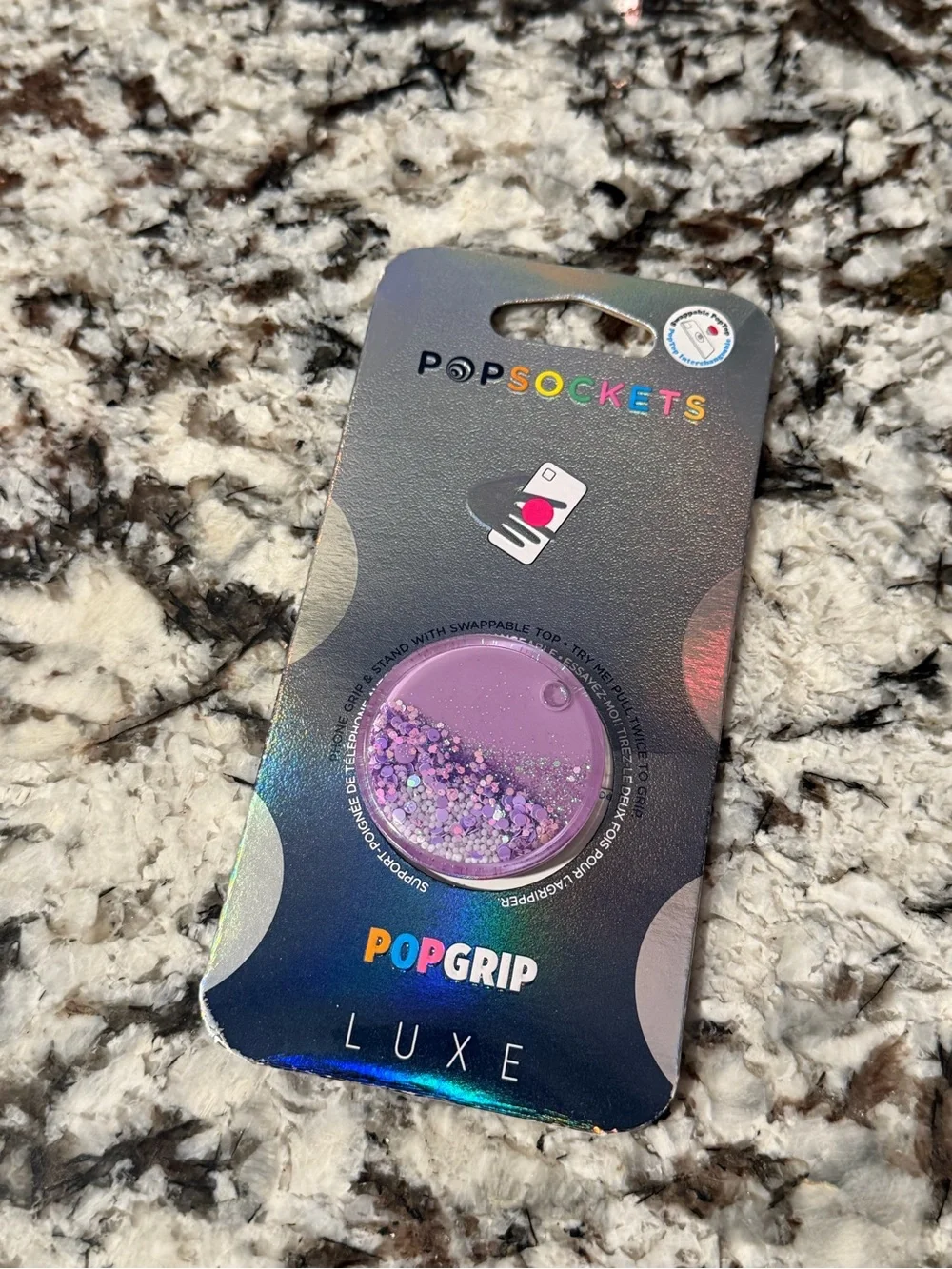 PopSocket PopGrip Luxe Purple Glitter Swappable Phone Grip